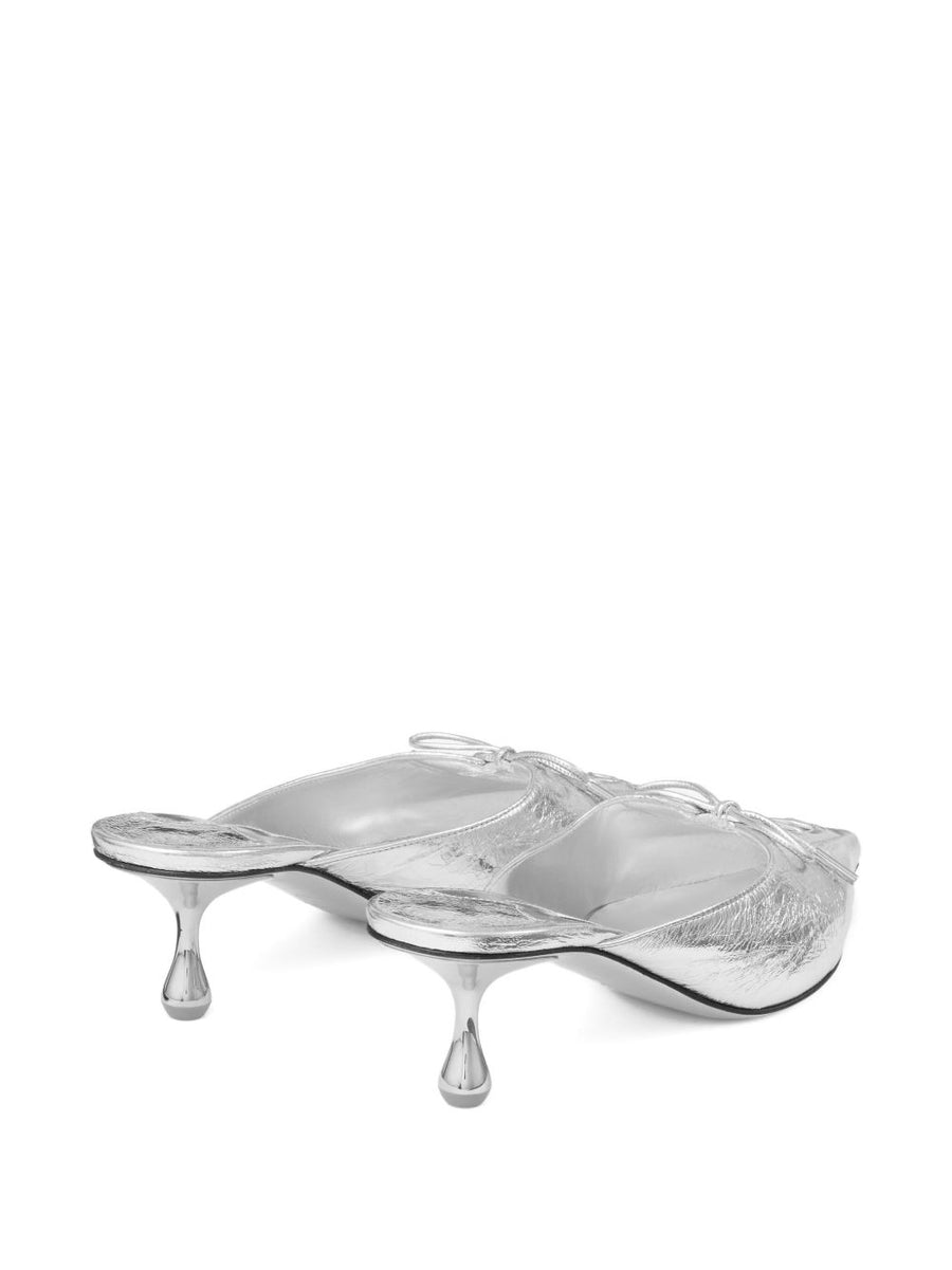 Jimmy Choo Scarlett Mule 50 Leather Silver Mule With Lace Up Detail For Women City Ready
