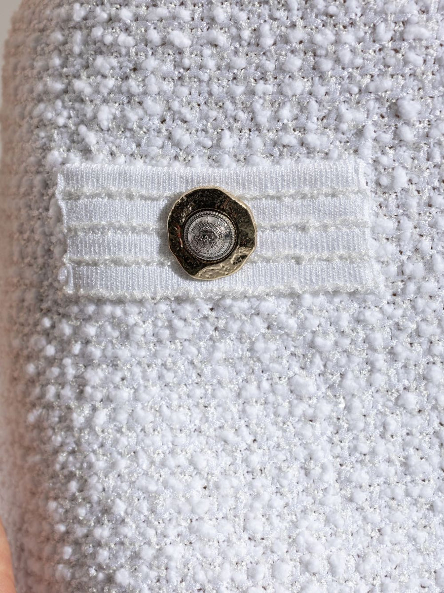 Balmain Tweed Mini Skirt White High Waist Luxury For Women Day To Night Polished Craftsmanship