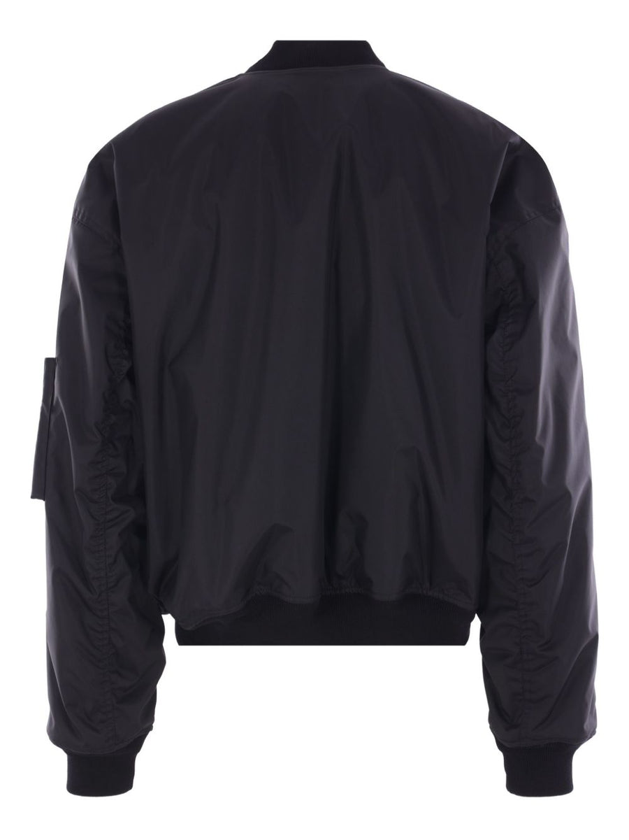 Balenciaga Zip Up Nylon Bomber Jacket For Men With Front Zip Pockets Embroidered Emblem