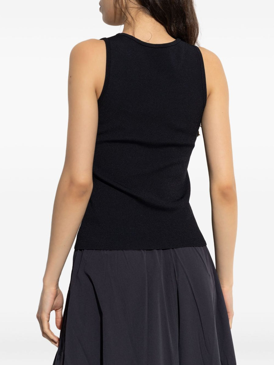 Balenciaga Nano BB Tank Top For Women Sleek Logo Intarsia Knit Black Premium Viscose Blend