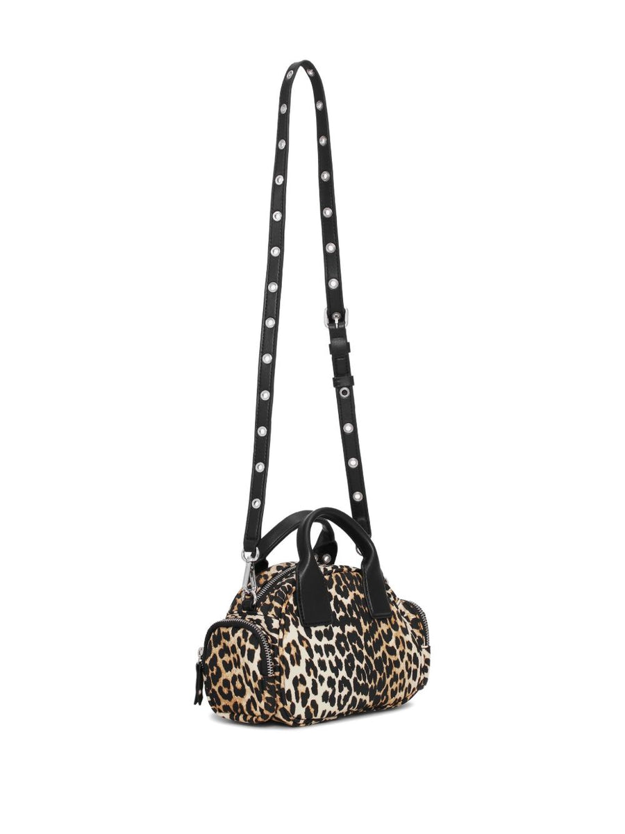 Ganni Nylon Small Duffle Bag For Women Versatile City Travel Carryall With Durable Top Zip