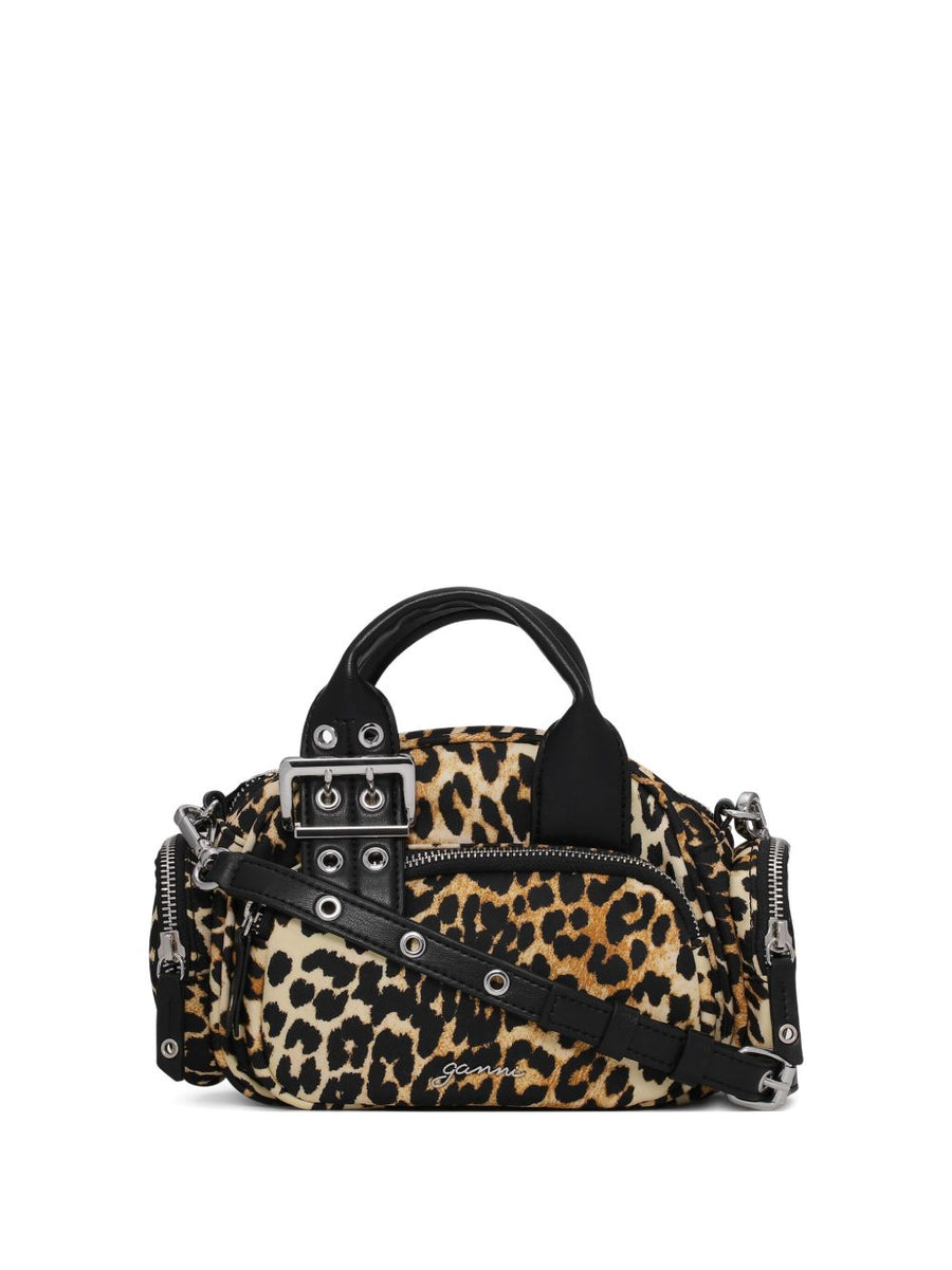 Ganni Nylon Small Duffle Bag For Women Versatile City Travel Carryall With Durable Top Zip