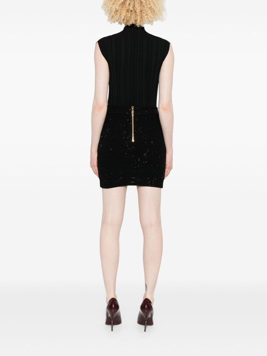 Balmain Tweed Mini Skirt Black Luxurious Textured Tweed With High Rise Tailoring For Women