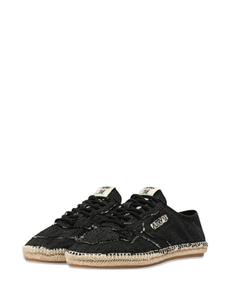 Autry Sandy Black Espadrille Sneakers For Women Cotton Upper Jute Midsole Everyday Comfort