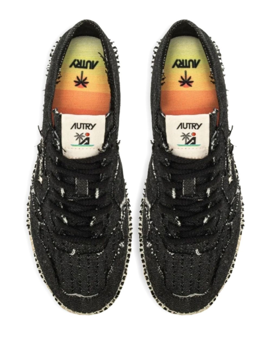 Autry Sandy Black Espadrille Sneakers For Women Cotton Upper Jute Midsole Everyday Comfort
