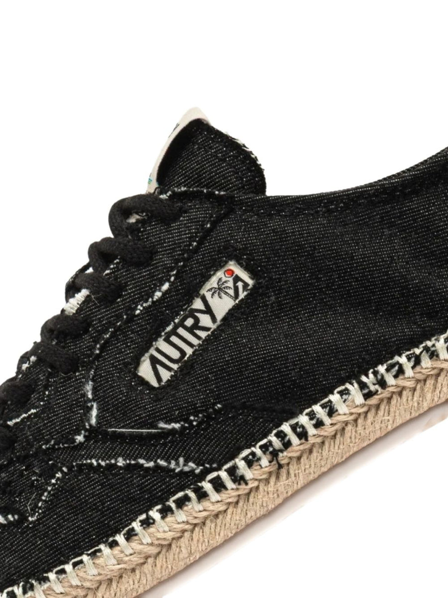 Autry Sandy Black Espadrille Sneakers For Women Cotton Upper Jute Midsole Everyday Comfort