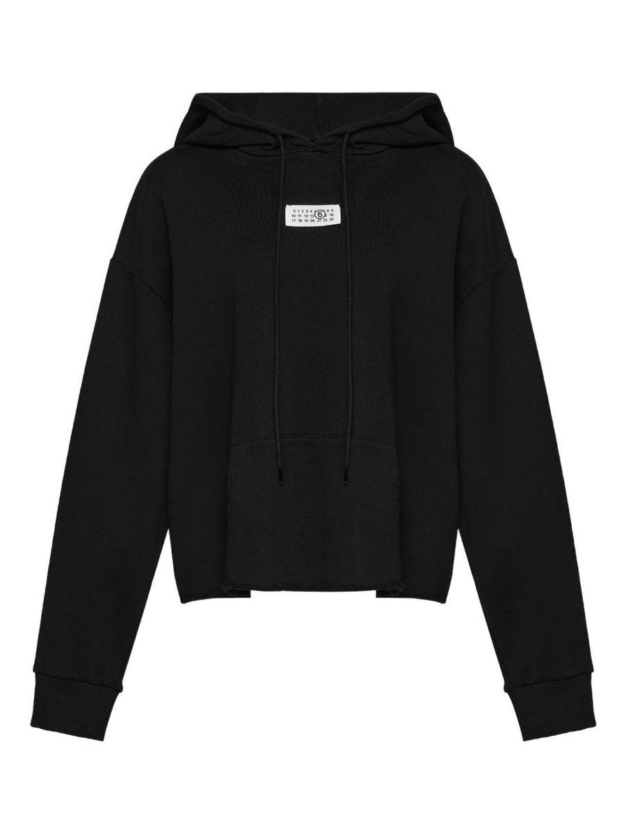 MM6 Maison Margiela Logo Cotton Hoodie For Women With Signature Numbers Motif And Drawstring Hood