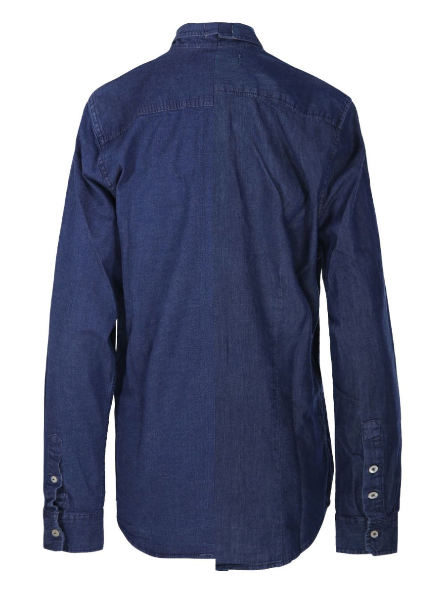 ELV Denim Upcycled Denim Cotton Shirt For Women One Of A Kind True To Size Sustainable Patch Chest Pocket Casual Wear
