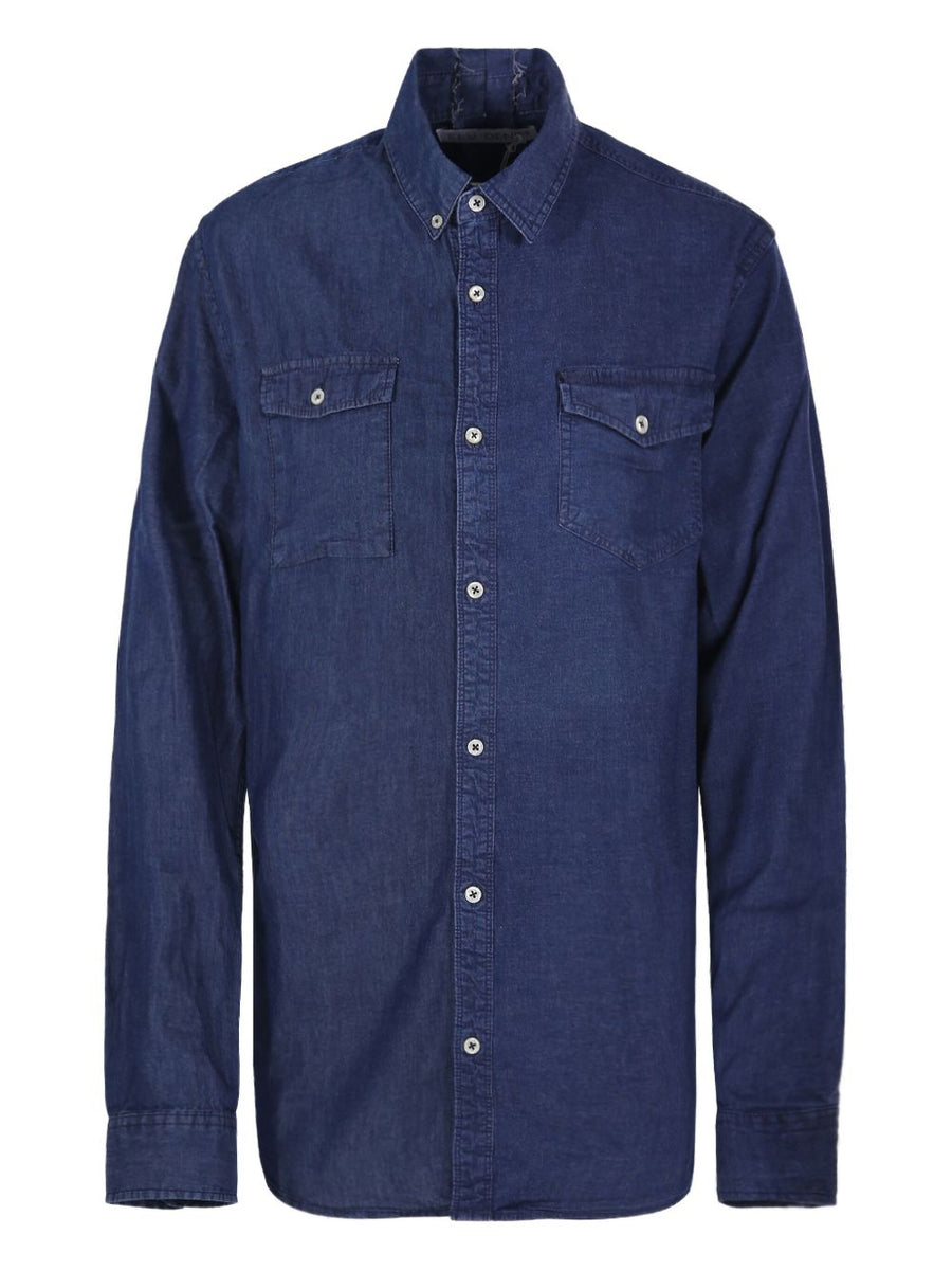 ELV Denim Upcycled Denim Cotton Shirt For Women One Of A Kind True To Size Sustainable Patch Chest Pocket Casual Wear