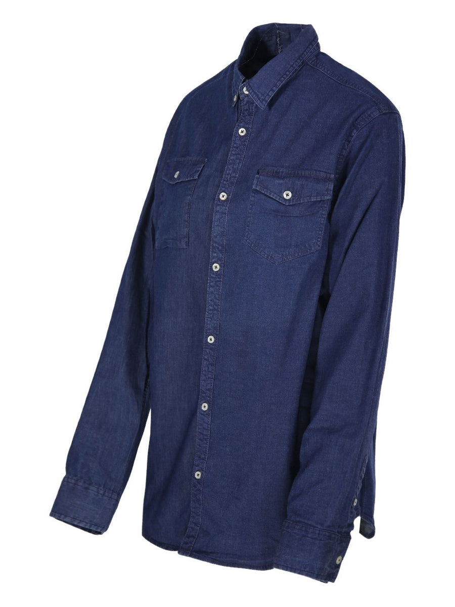 ELV Denim Upcycled Denim Cotton Shirt For Women One Of A Kind True To Size Sustainable Patch Chest Pocket Casual Wear