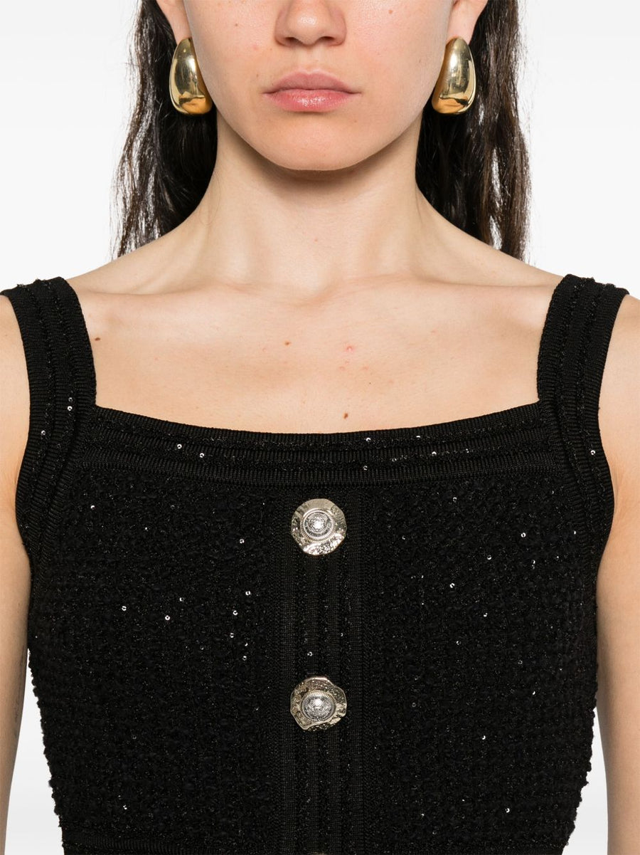 Balmain Black Cropped Tweed Top For Women Luxurious Tailoring Versatile Day To Night Chic