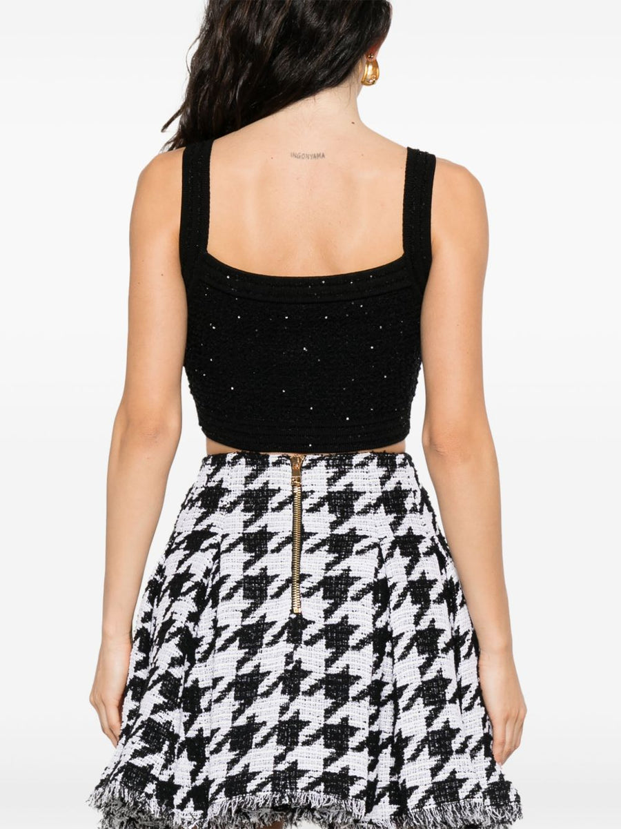 Balmain Black Cropped Tweed Top For Women Luxurious Tailoring Versatile Day To Night Chic