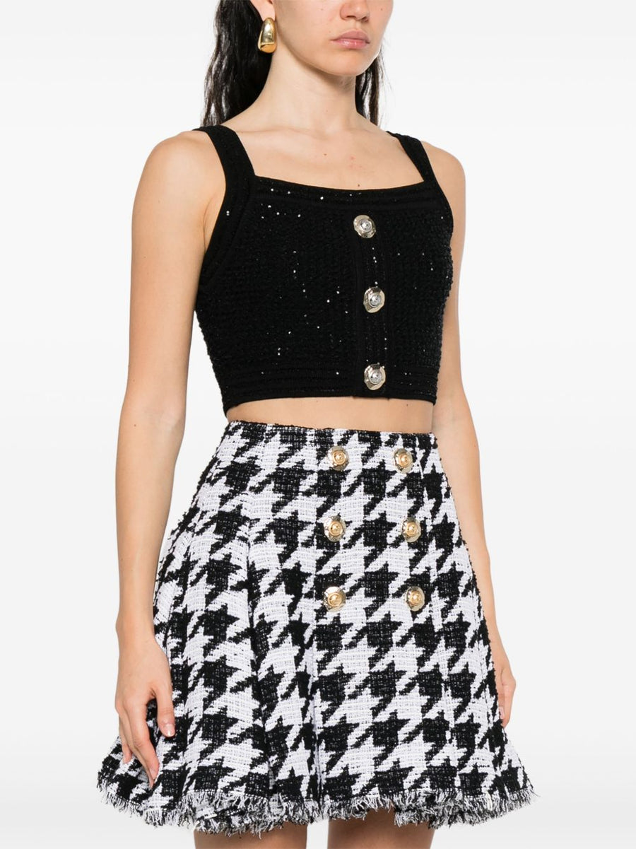 Balmain Black Cropped Tweed Top For Women Luxurious Tailoring Versatile Day To Night Chic