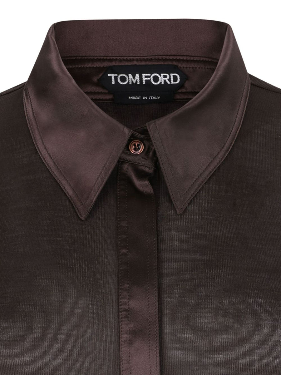 Tom Ford Silk Polo Shirt 100 Percent Silk With Mother Of Pearl Buttons For Women Quiet Luxury Office Wear