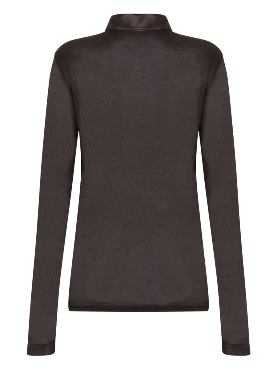 Tom Ford Silk Polo Shirt 100 Percent Silk With Mother Of Pearl Buttons For Women Quiet Luxury Office Wear