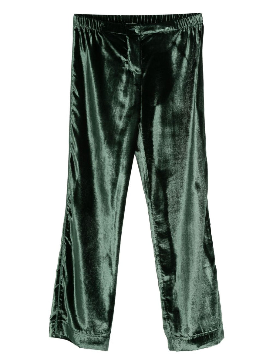 F.R.S Velvet High Waisted Trousers Green For Women Luxurious Comfort Refined Dressy Edge