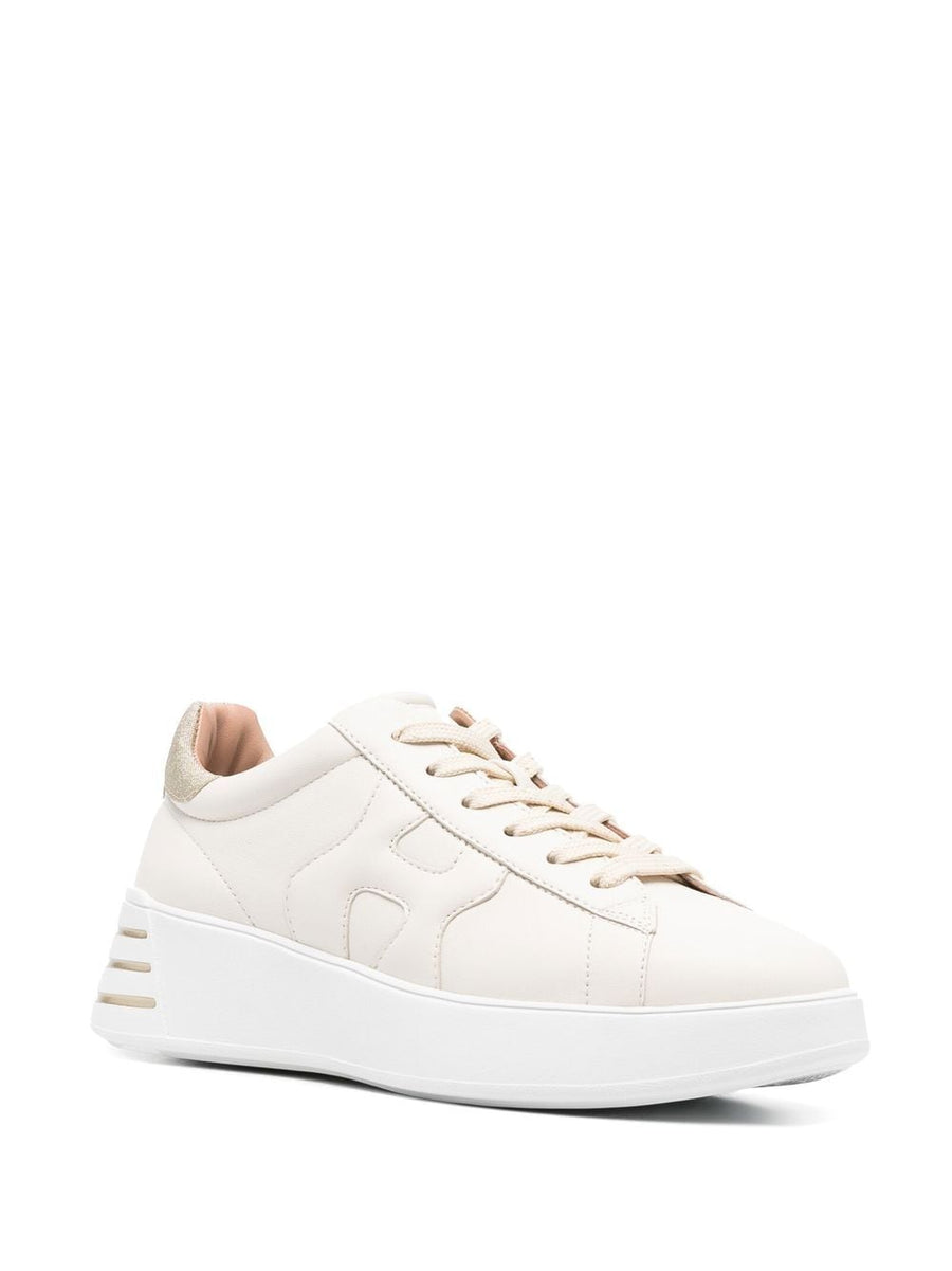 Hogan Rebel Glitter Leather Sneakers Ivory For Women Luxurious City Ready Fashion Footwear