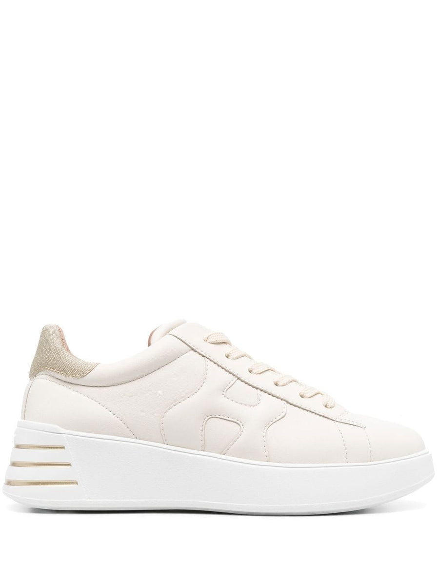 Hogan Rebel Glitter Leather Sneakers Ivory For Women Luxurious City Ready Fashion Footwear