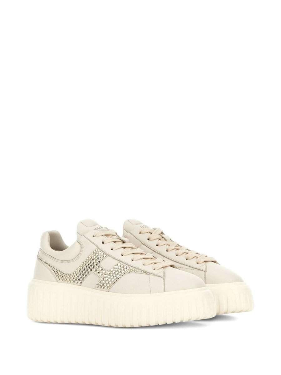 Hogan H Stripes Sneakers For Women Luxury Beige Leather Comfort All Day Wear Premium Quality