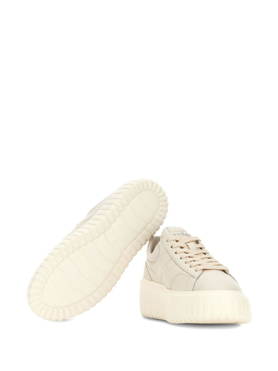 Hogan H Stripes Sneakers For Women Luxury Beige Leather Comfort All Day Wear Premium Quality