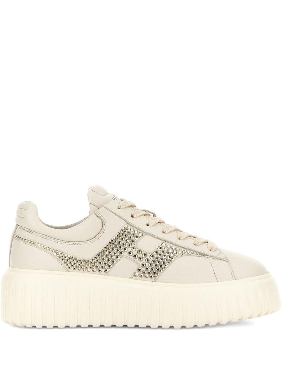 Hogan H Stripes Sneakers For Women Luxury Beige Leather Comfort All Day Wear Premium Quality
