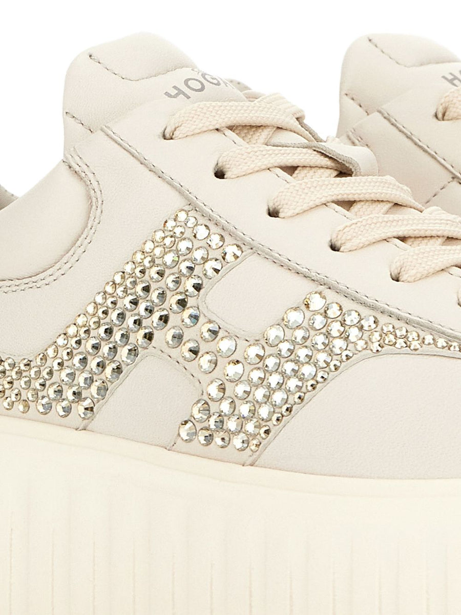Hogan H Stripes Sneakers For Women Luxury Beige Leather Comfort All Day Wear Premium Quality