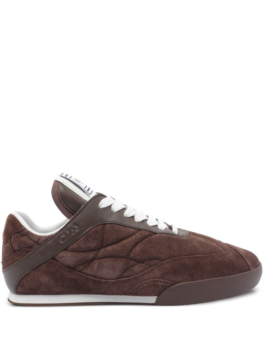 Chloé Kick Sneaker for Women Luxury Brown Calf Suede with Quilted Detail and Lace up Fall Winter 2025 Collection