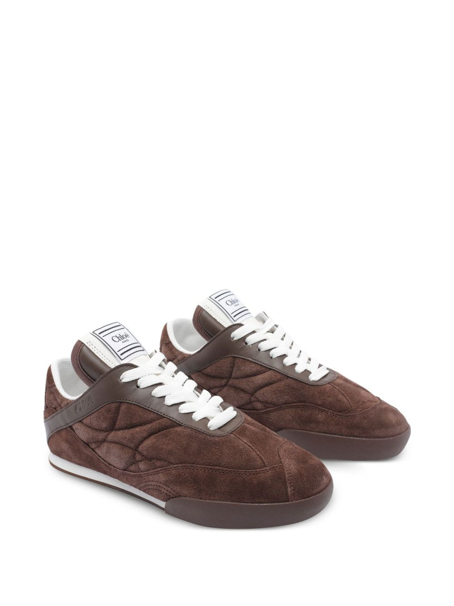 Chloé Kick Sneaker for Women Luxury Brown Calf Suede with Quilted Detail and Lace up Fall Winter 2025 Collection