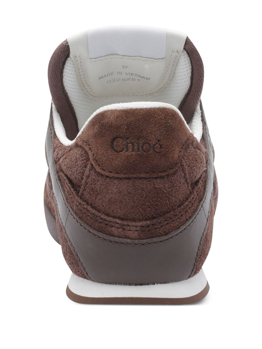 Chloé Kick Sneaker for Women Luxury Brown Calf Suede with Quilted Detail and Lace up Fall Winter 2025 Collection