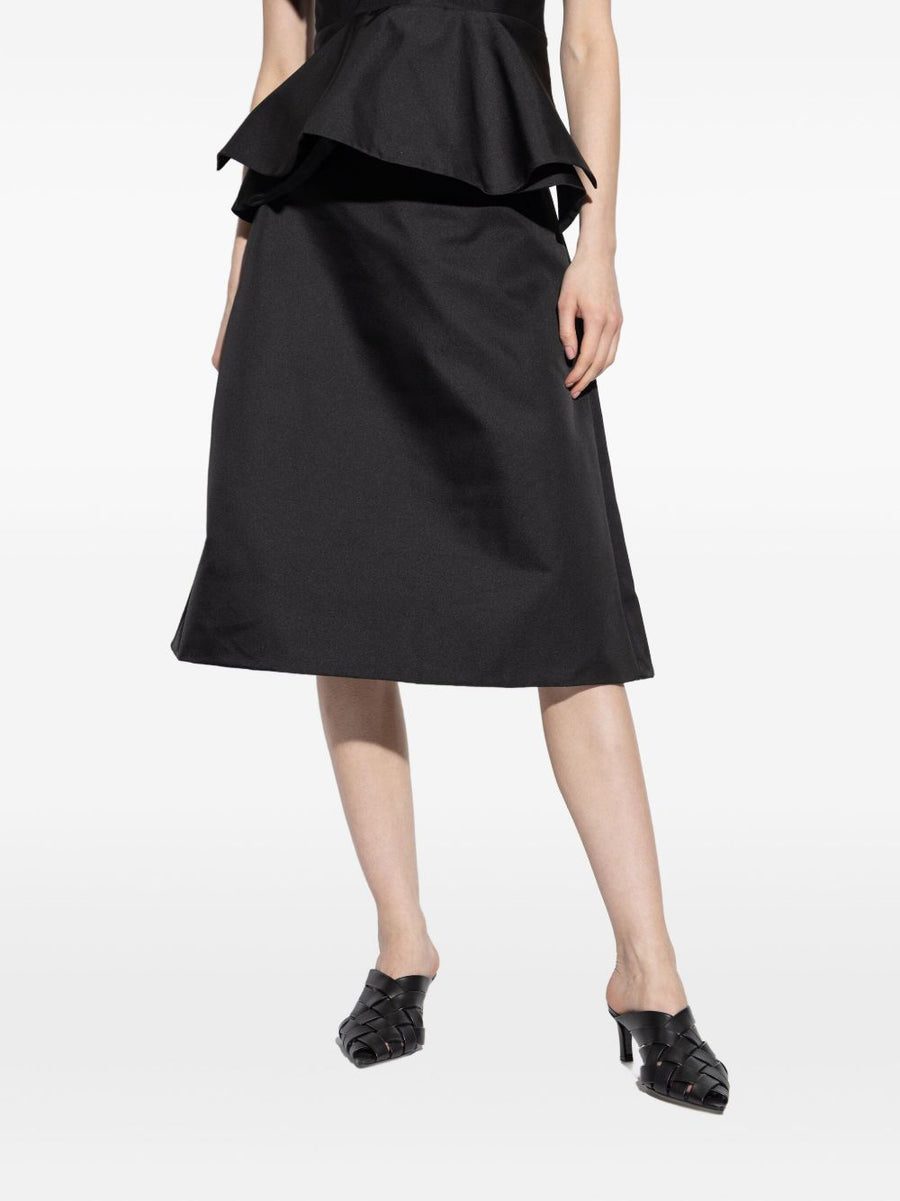 Alexander McQueen Satin A Line Skirt For Women Black Silk Blend Tailored Luxury FW25