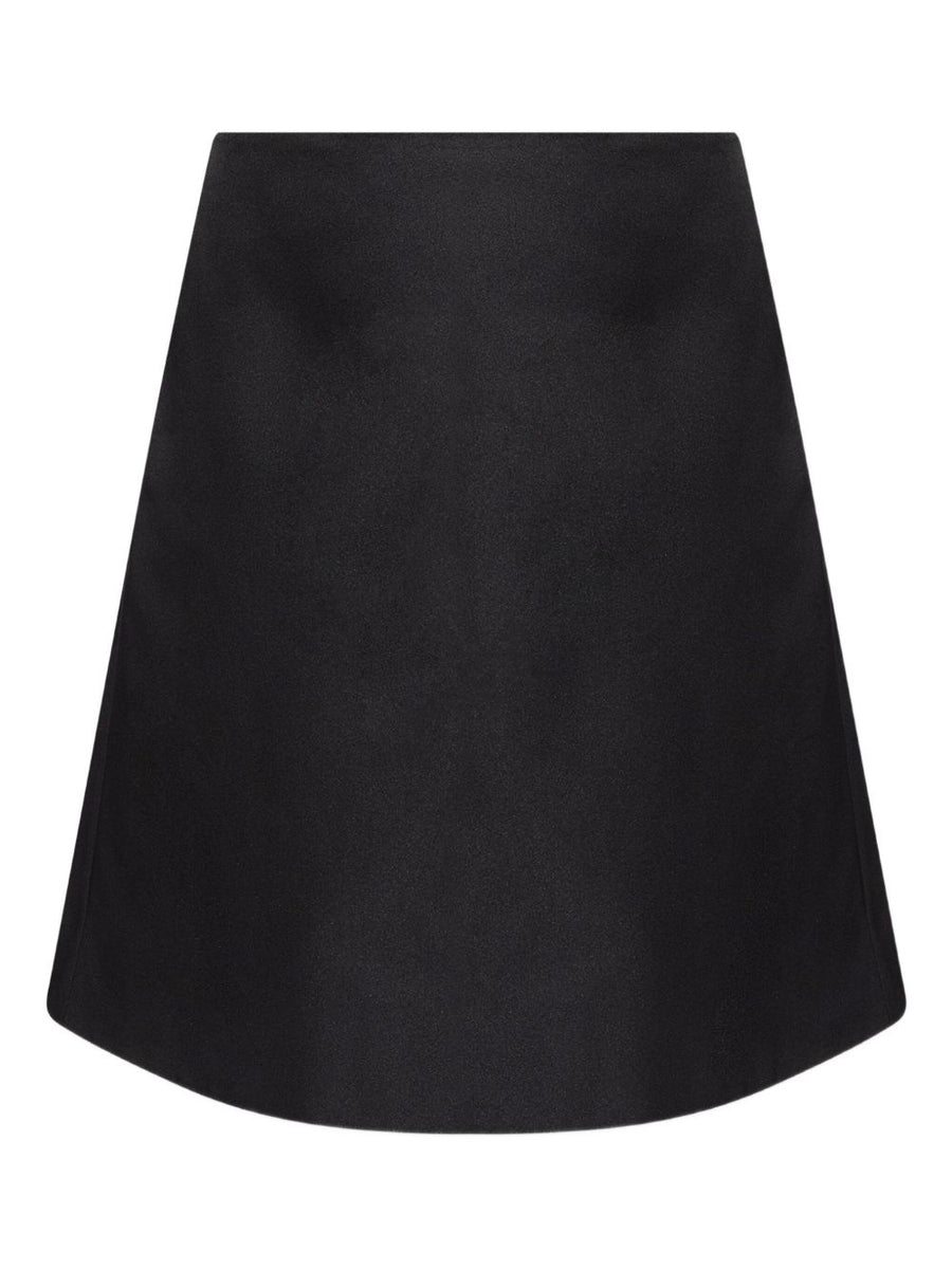 Alexander McQueen Satin A Line Skirt For Women Black Silk Blend Tailored Luxury FW25