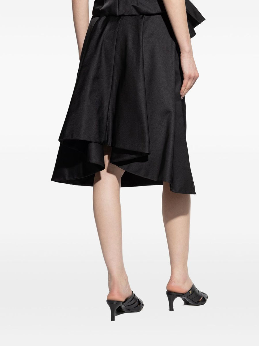 Alexander McQueen Satin A Line Skirt For Women Black Silk Blend Tailored Luxury FW25