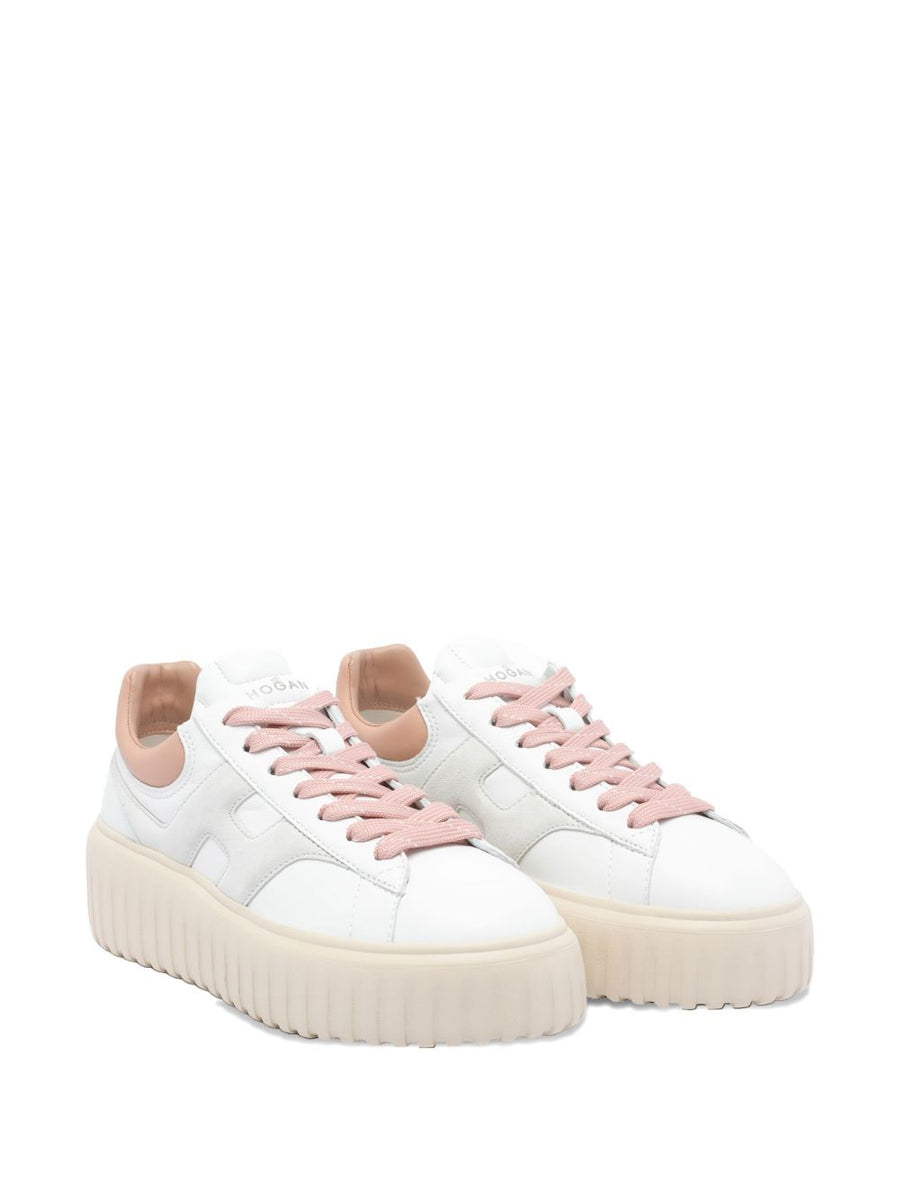 Hogan H Stripes Sneakers For Women Premium White Calf Leather Platform Sole Luxury Fashion Forward