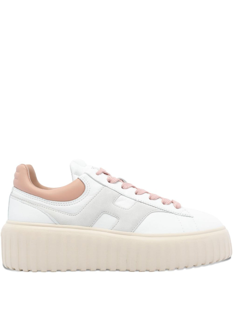 Hogan H Stripes Sneakers For Women Premium White Calf Leather Platform Sole Luxury Fashion Forward