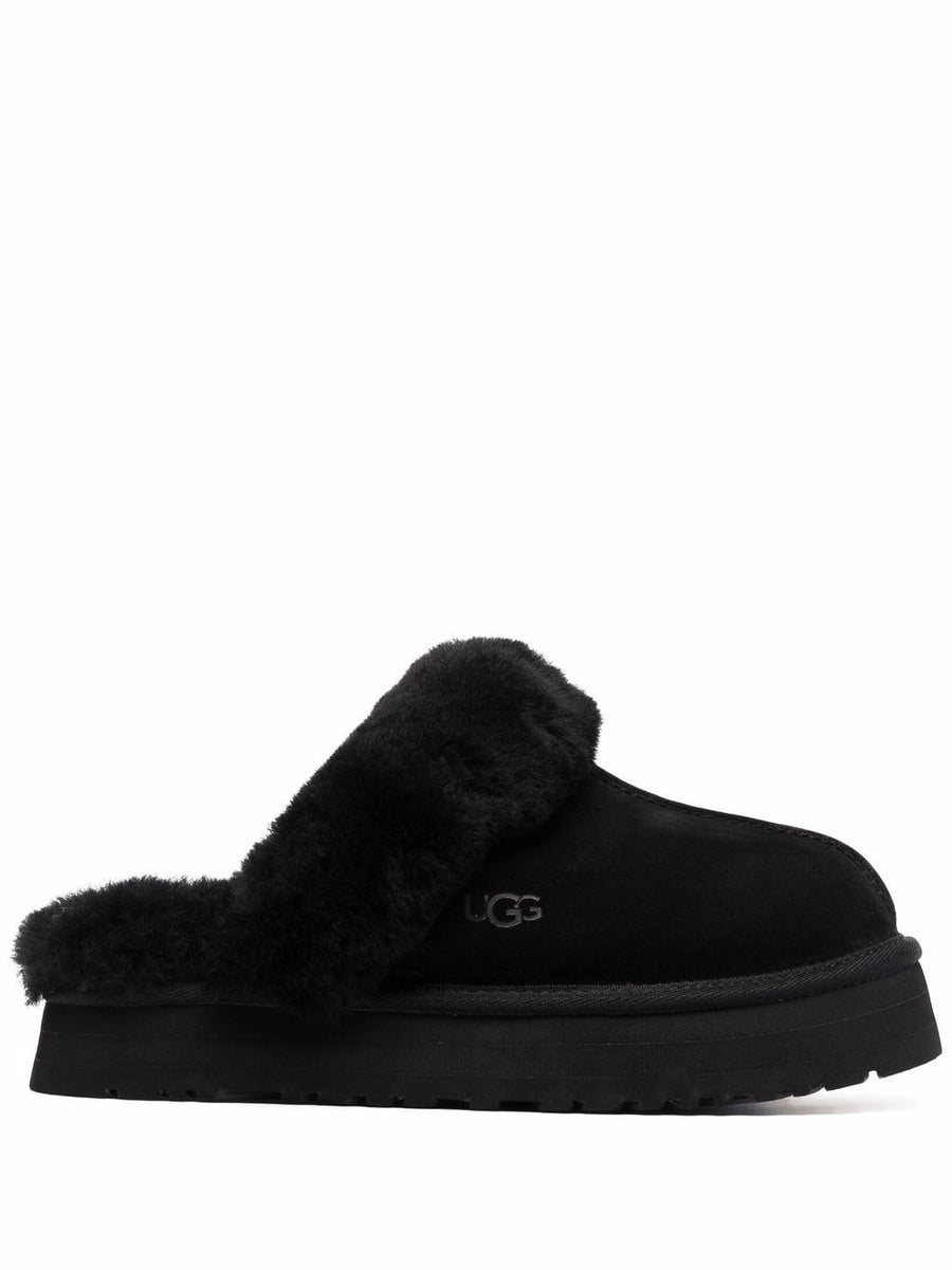 UGG Disquette Leather Slipper for Women Slip on Comfort with Ridged Rubber Sole Everyday