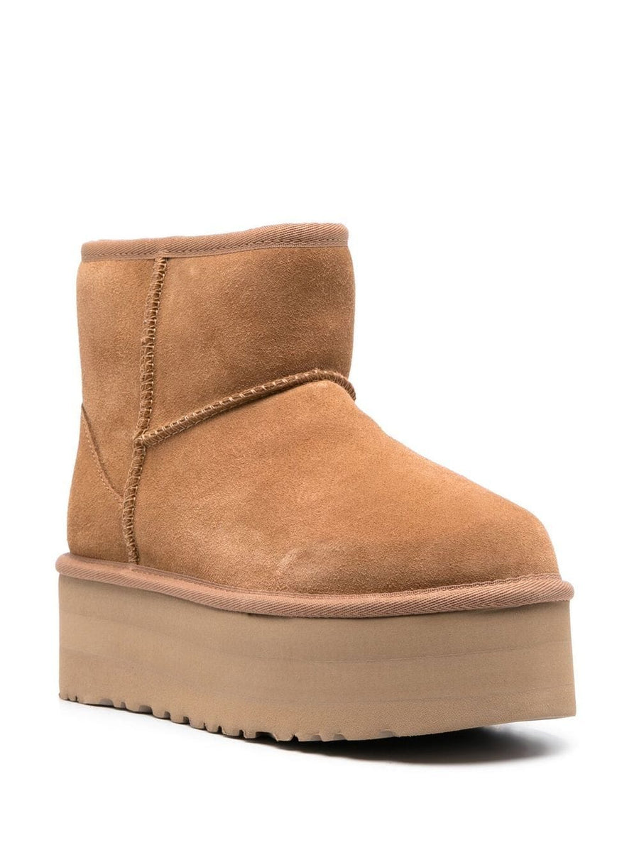 UGG Australia Classic Mini Platform Boots Beige Leather