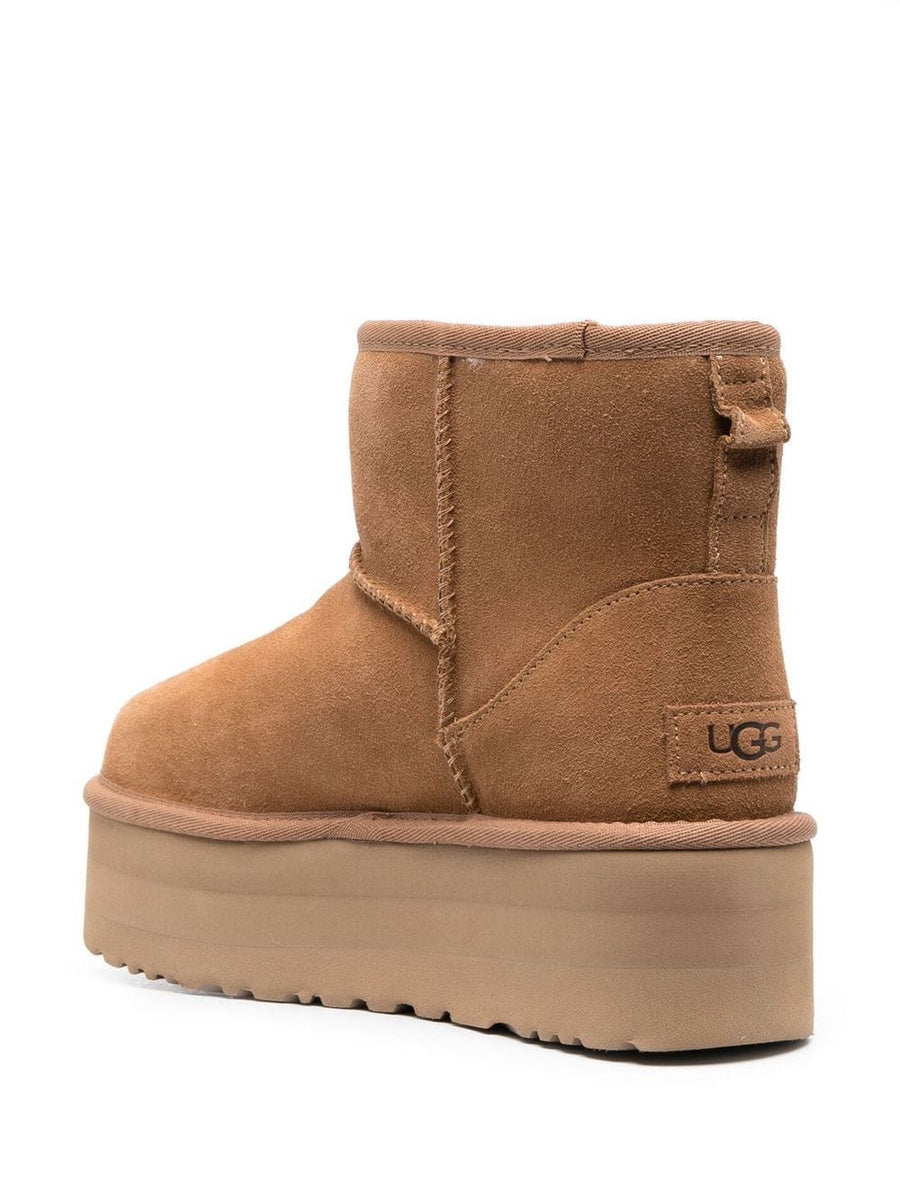 UGG Australia Classic Mini Platform Boots Beige Leather