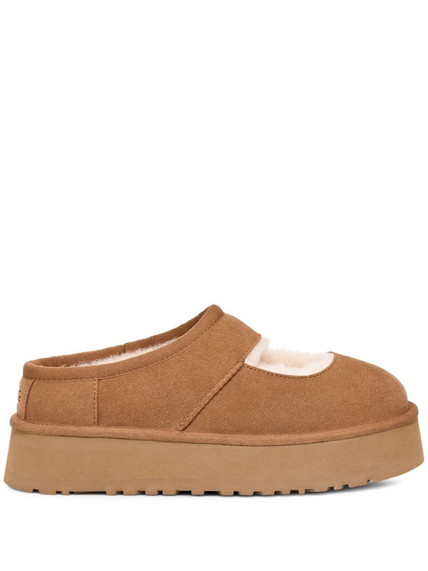 UGG Bea Mary Jane Flat Women Leather Slip On Comfort With Branded Insole And Ridged Sole For Everyday Wear Beige