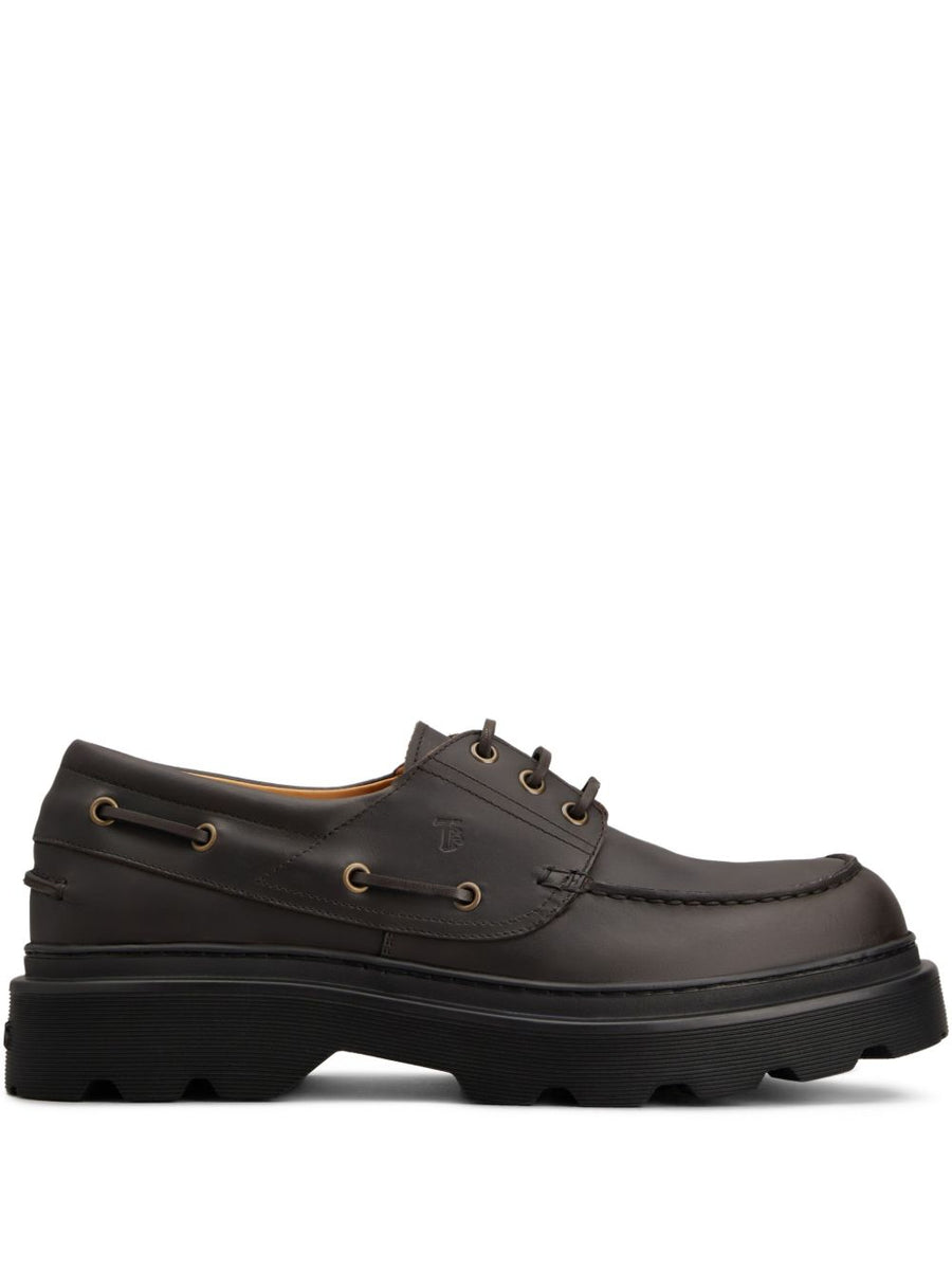 Tod's Leather Boat Shoes for Men Front Button Secure Fit