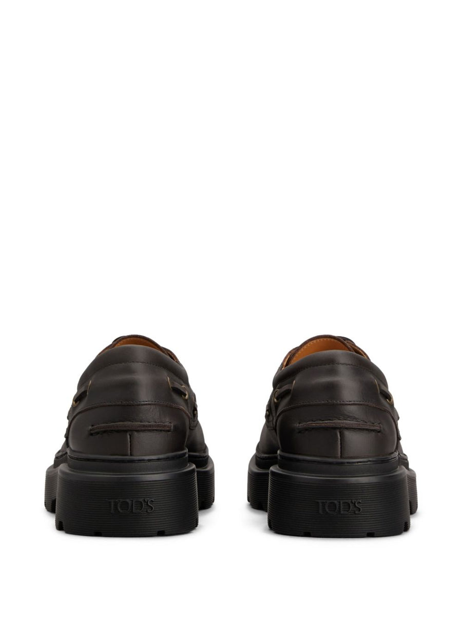 Tod's Leather Boat Shoes for Men Front Button Secure Fit