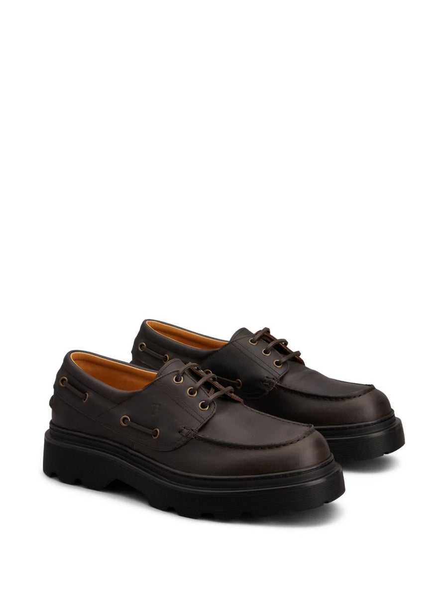 Tod's Leather Boat Shoes for Men Front Button Secure Fit