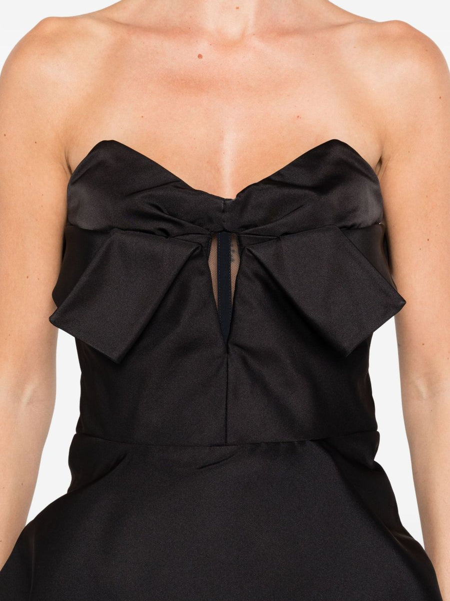 Alexander McQueen Luxurious Bow Detailed Peplum Silk Top for Women Off Shoulder Evening Wear