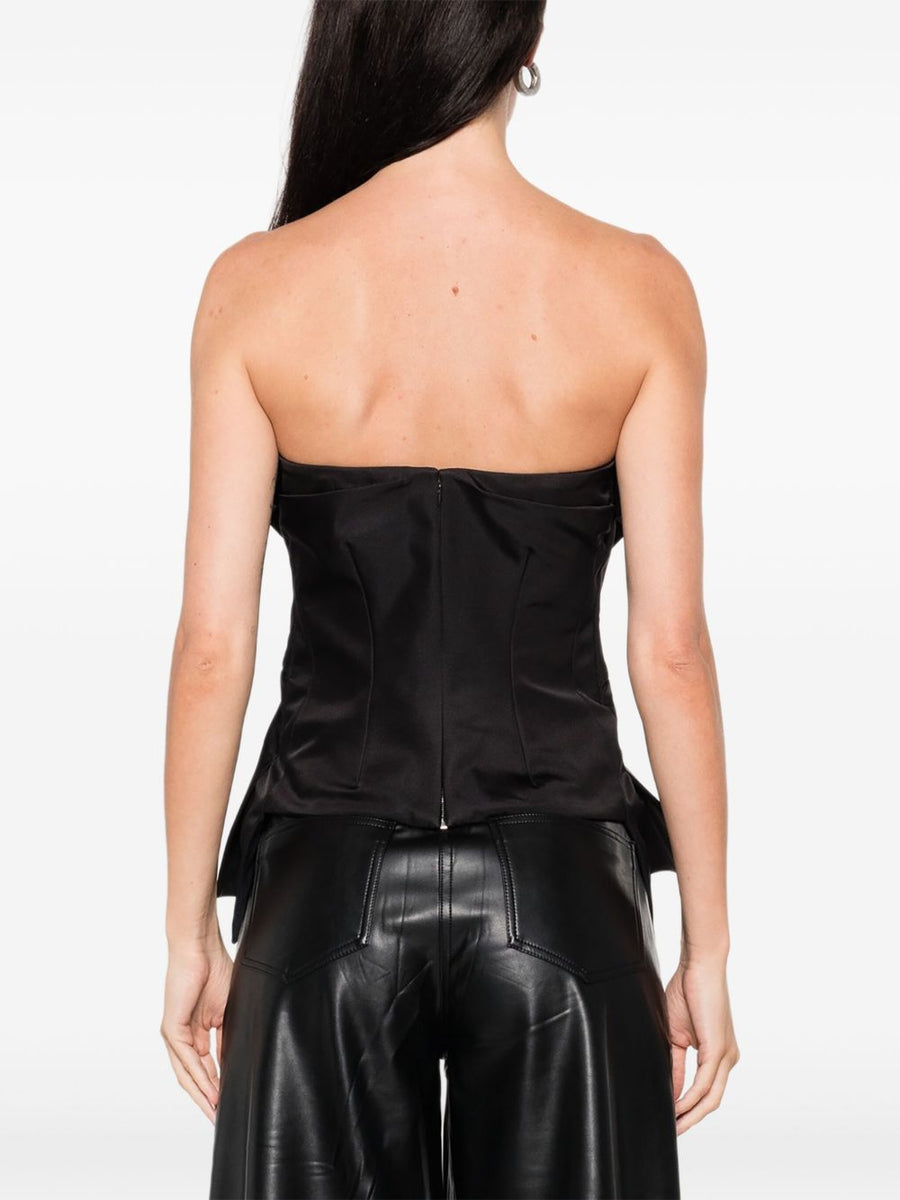 Alexander McQueen Luxurious Bow Detailed Peplum Silk Top for Women Off Shoulder Evening Wear
