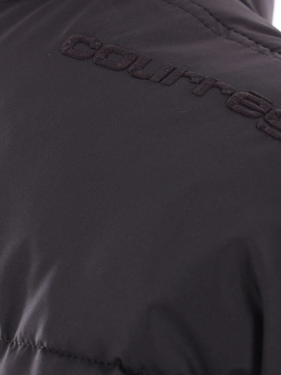 Courrèges Nylon Puffer Jacket For Women With Front Logo Print Weatherproof Warmth