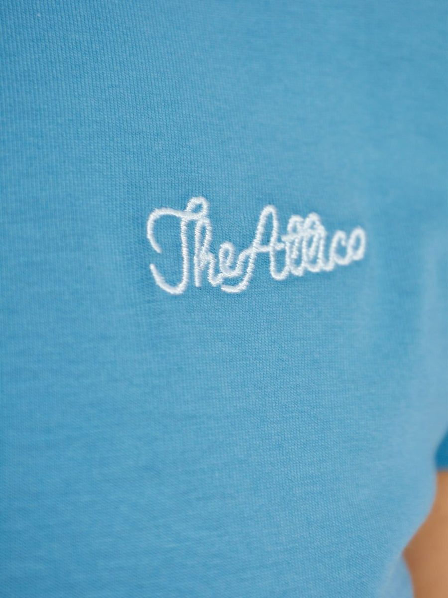 The Attico Jersey Polo Shirt for Women Luxurious Light Blue Cotton Jersey with Polo Collar and Embroidered Logo