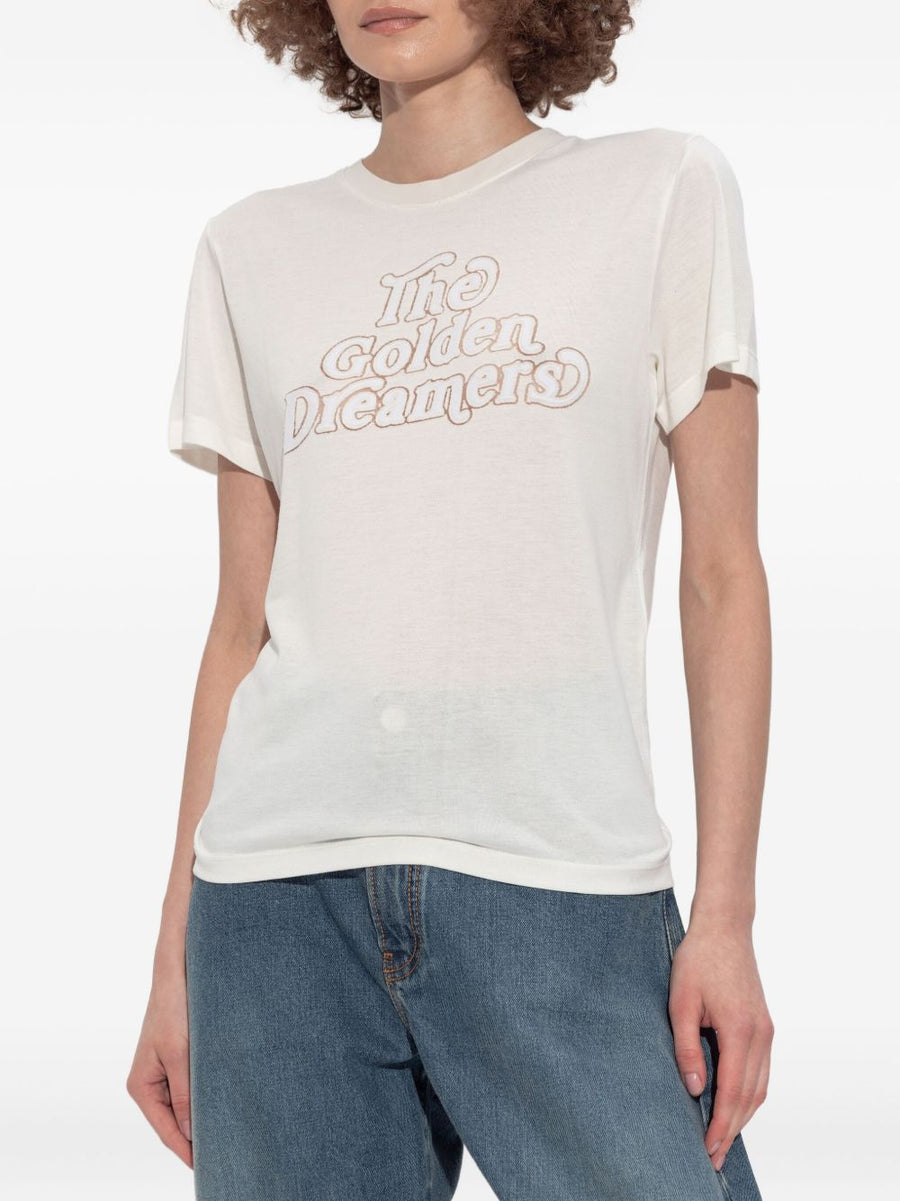 Golden Goose The Golden Dreamers Print T Shirt For Women Luxury Casual Top White Viscose