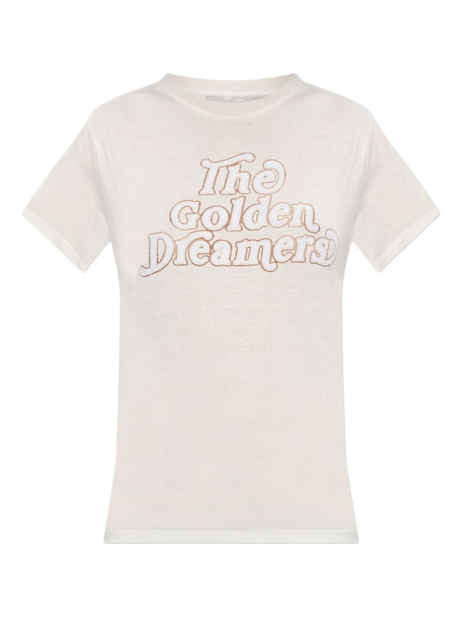 Golden Goose The Golden Dreamers Print T Shirt For Women Luxury Casual Top White Viscose