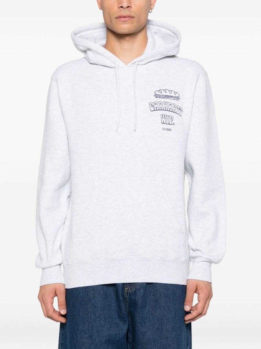 Carhartt WIP Pre Logo Cotton Hoodie For Men Durable Everyday Streetwear Layer Versatile Neutral Ash Grey