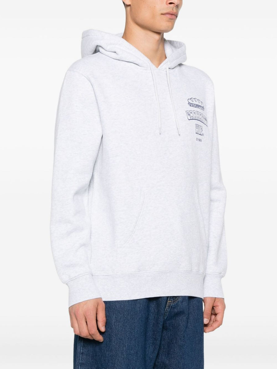 Carhartt WIP Pre Logo Cotton Hoodie For Men Durable Everyday Streetwear Layer Versatile Neutral Ash Grey