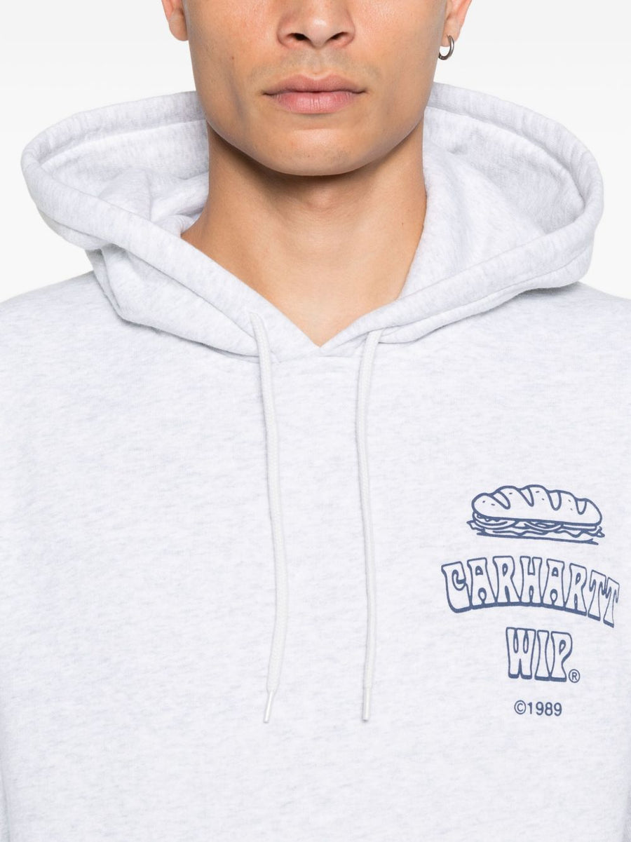Carhartt WIP Pre Logo Cotton Hoodie For Men Durable Everyday Streetwear Layer Versatile Neutral Ash Grey